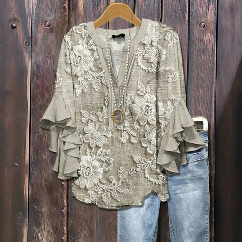 Gytha™ | Vintage bluse med blomsterprint