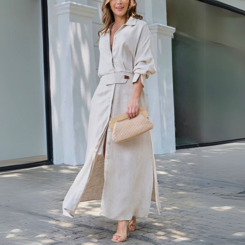 Jeanette™ | Elegant maxi-kjole med V-hals