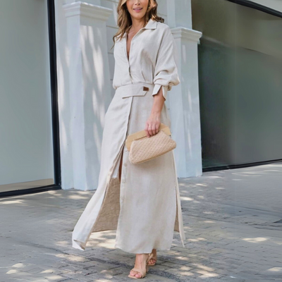 Jeanette™ | Elegant maxi-kjole med V-hals