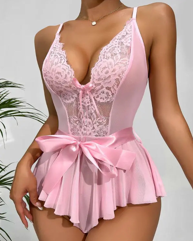 Thyra™ | Sexet blonde bodysuit med sløjfe