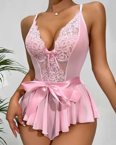 Thyra™ | Sexet blonde bodysuit med sløjfe