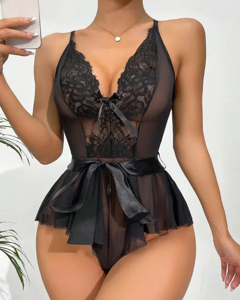 Thyra™ | Sexet blonde bodysuit med sløjfe