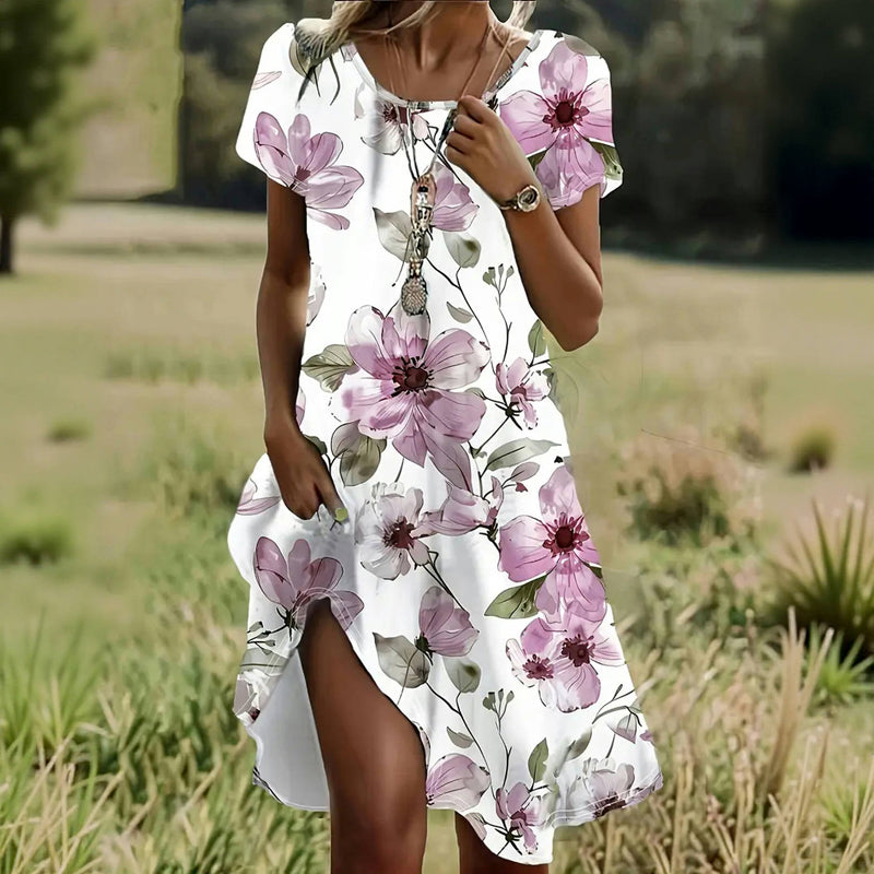 Fritidskjole med blomsterprint