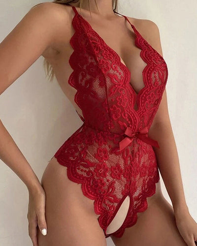 Nora™ | Halskædefri blonde bodysuit