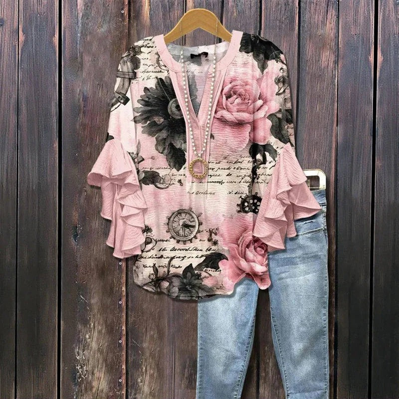 Johanne™ | Vintage bluse med blomsterprint